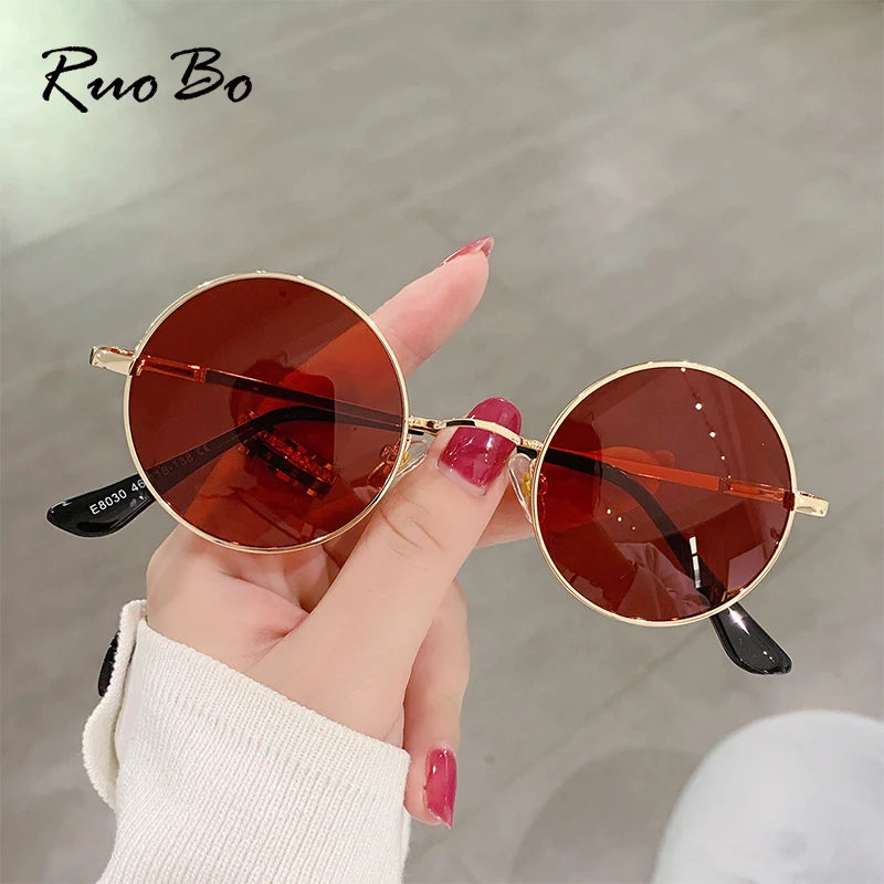 RUOBO Colorful Polarized Round Brand Designer Metal Frame Sunglasses Eyewear For Men and Women Driving Outdoor Sun Glasses UV400