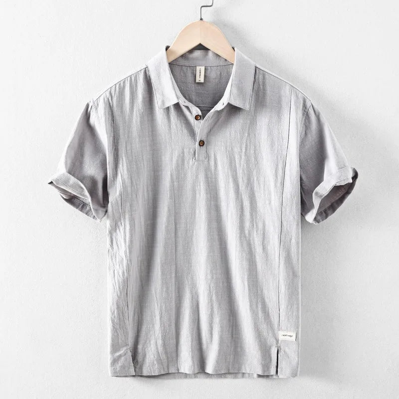 Short-sleeve Linen Casual and Breathable Men's Shirt Versatile Summer Polo Shirt