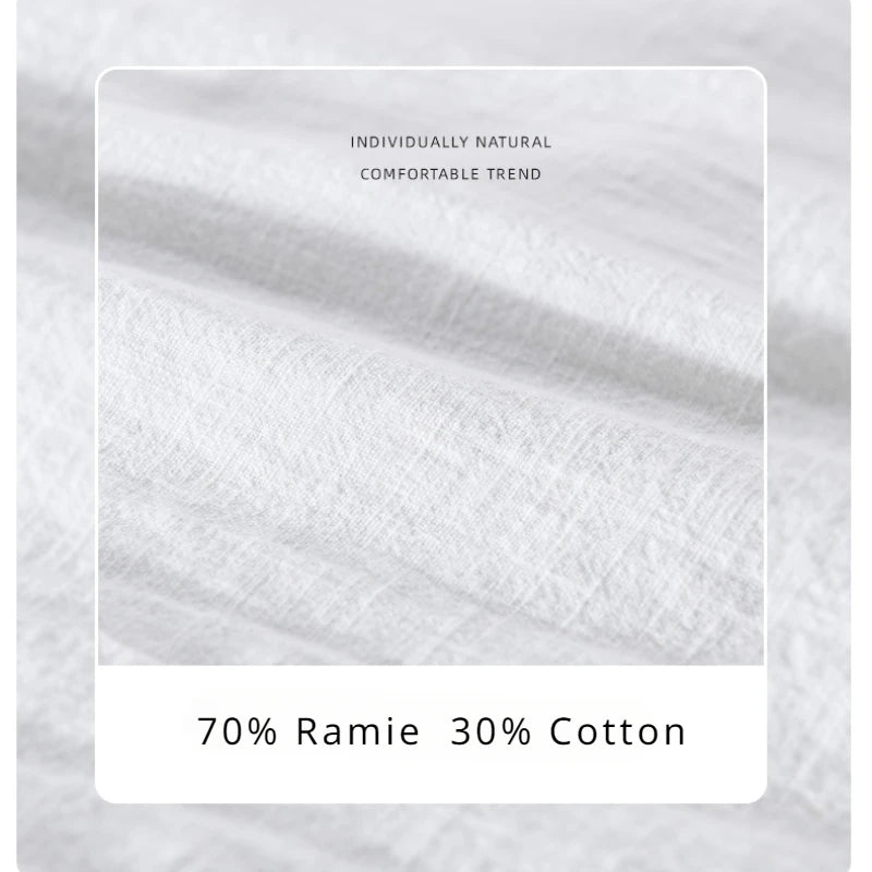 Spring Autumn New Cotton and Linen Casual Long Sleeve Shirts for Men Clothing Solid Color Simple Soft Streetwear FY9798
