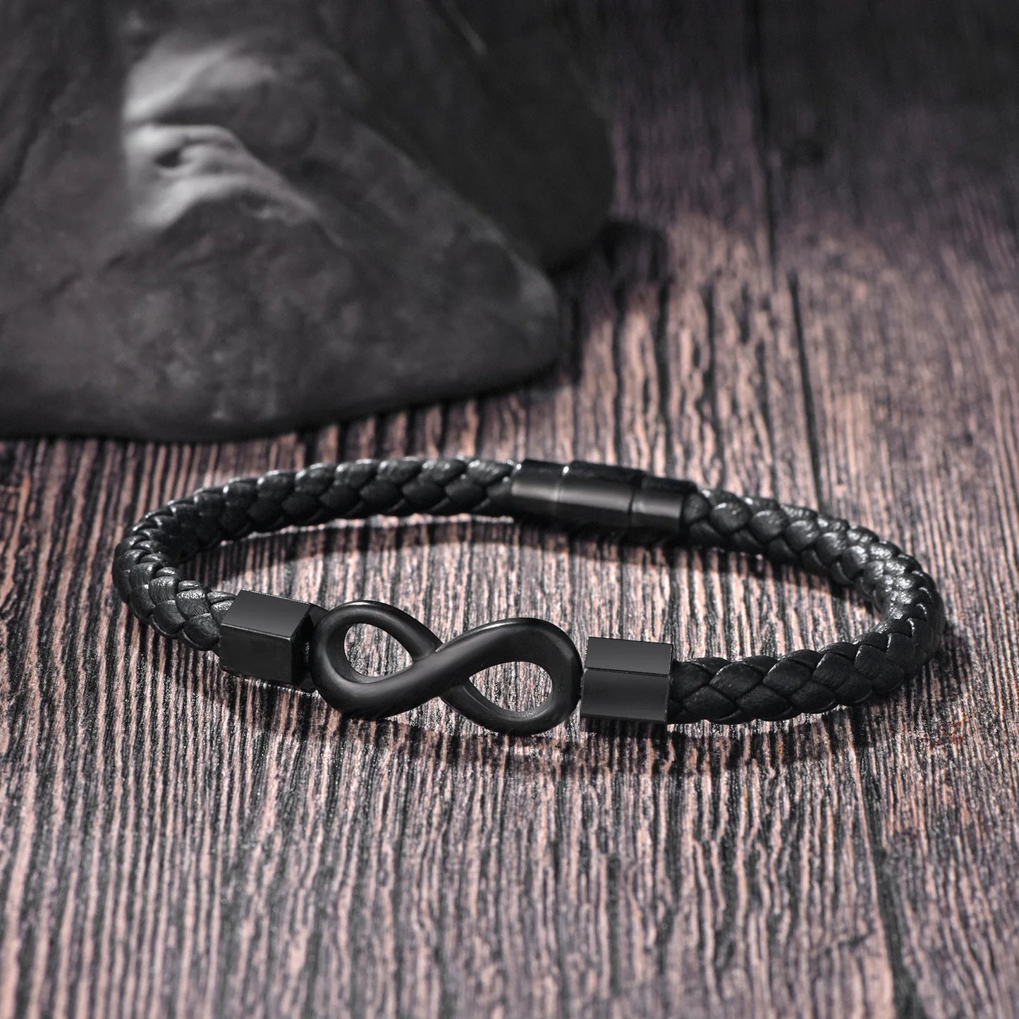 Classic Stainless Steel Leather Bracelet For Mens Chain Wristband Business Charm Jewelry Accessories for Dad Boyfriend