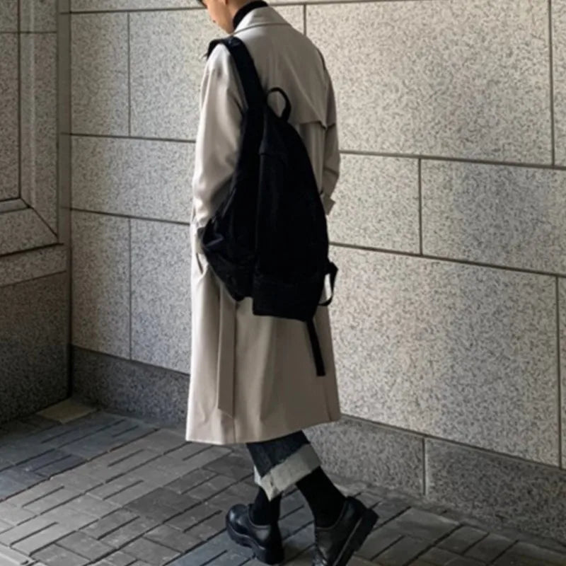 Trench coat man Brand New Long Trench Korean Men's Fashion Overcoat Male Windbreaker Streetwear Men Coat Outer Wear Clothing