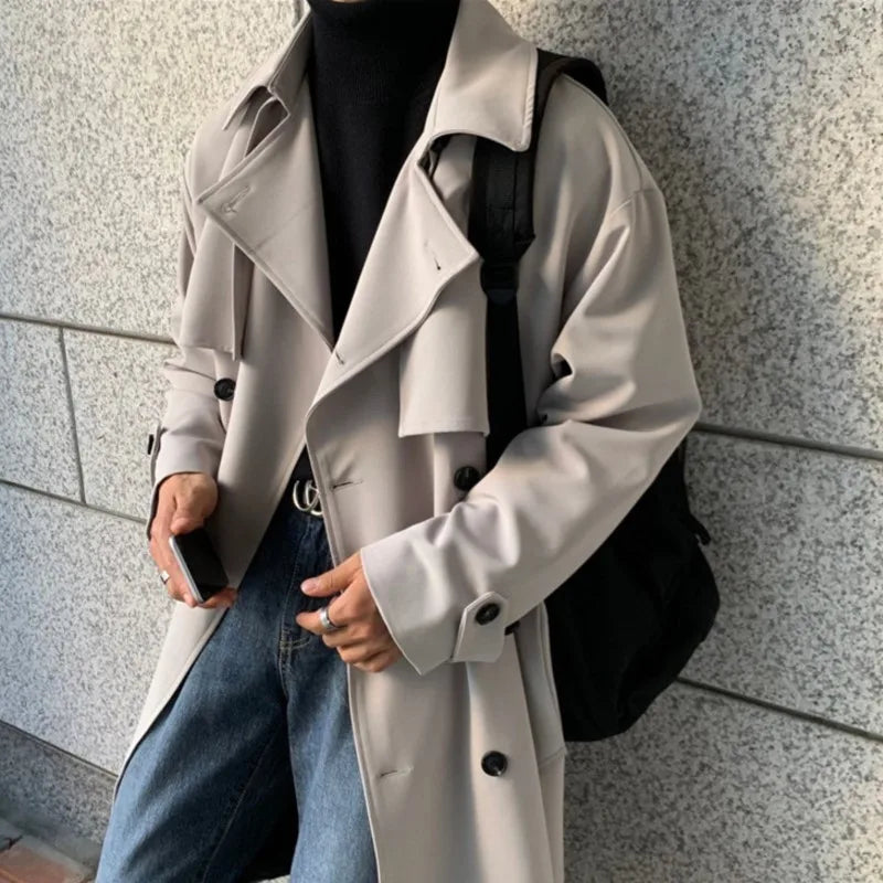 Trench coat man Brand New Long Trench Korean Men's Fashion Overcoat Male Windbreaker Streetwear Men Coat Outer Wear Clothing