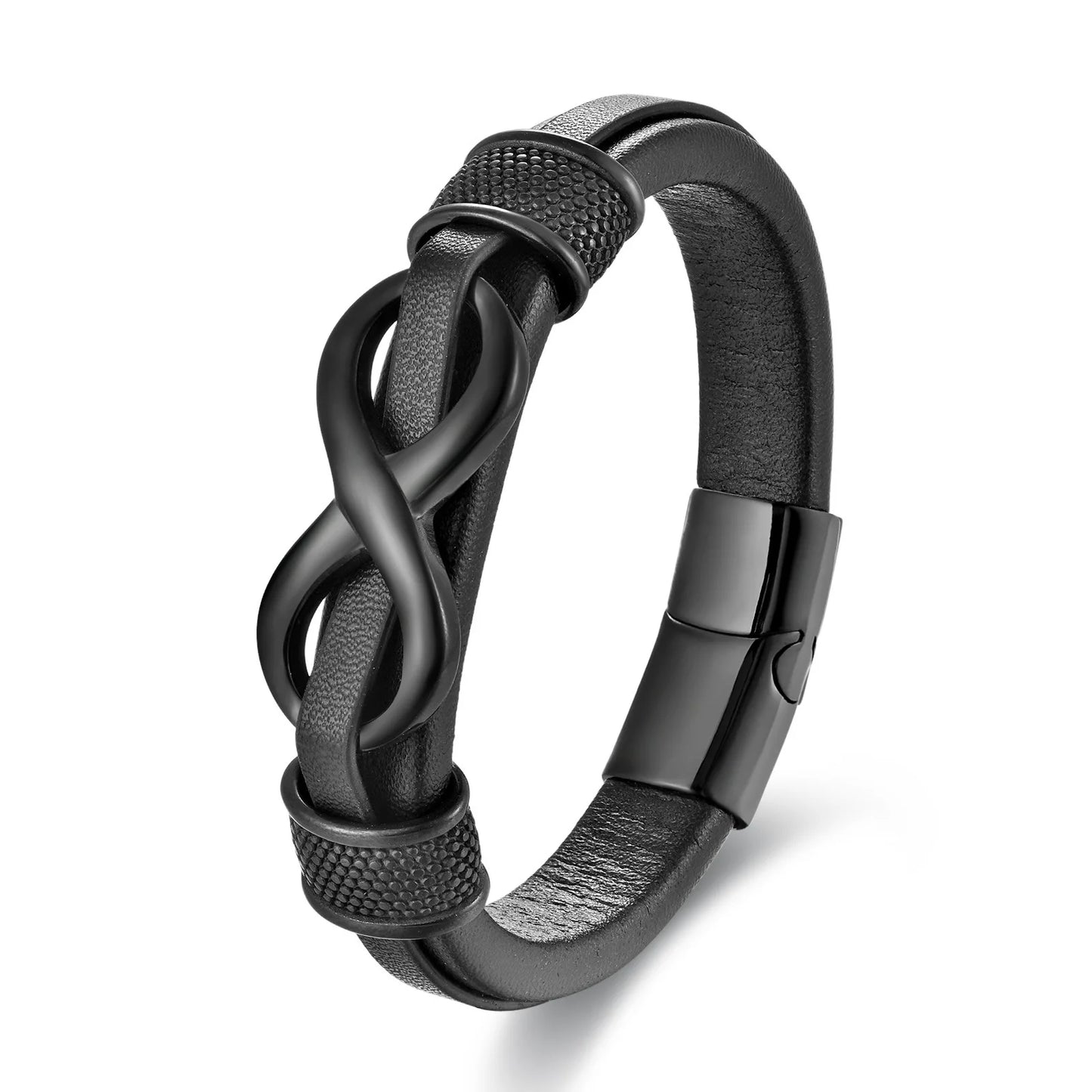 Classic Stainless Steel Leather Bracelet For Mens Chain Wristband Business Charm Jewelry Accessories for Dad Boyfriend