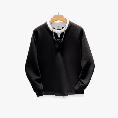 Elegant Two-Tone Men's Casual Pullover Hoodie