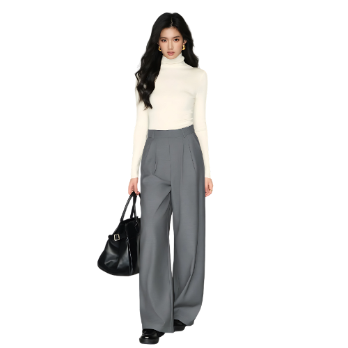 Elegant High-Waisted Wide-Leg Trousers for Women