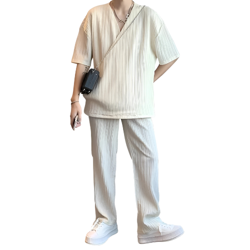 Elegant Summer Men's 2-Piece Set - T-Shirt & Pants