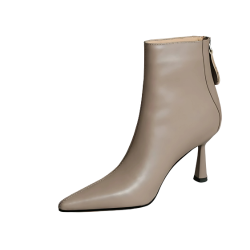 Exquisite Cow Leather Ankle Boots - Chic High Heels