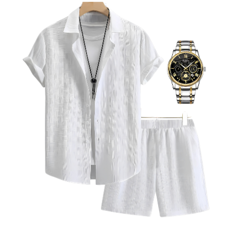 Men'S Casual Outfit Combo + Free Skeleton Watch