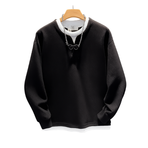 Elegant Two-Tone Men's Casual Pullover Hoodie