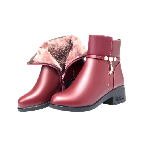 WOIZGIC Women's Genuine Leather Ankle Boots with Plush Lining