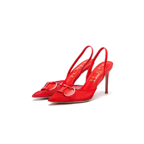 Exquisite Summer Mesh Heels - Red Elegance