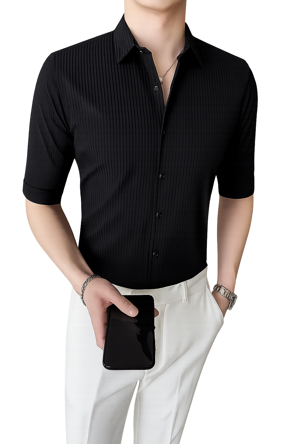 Elegant Men's Striped Slim Fit Shirt