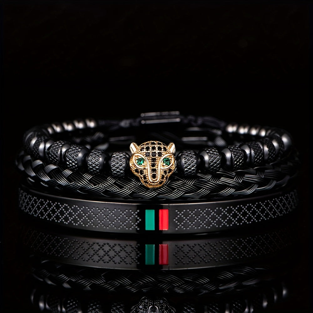 *AVELI VACATION LIMITED OFFER*  Leopard Head Luxury Men's Bracelet. {Buy One, Get Two}