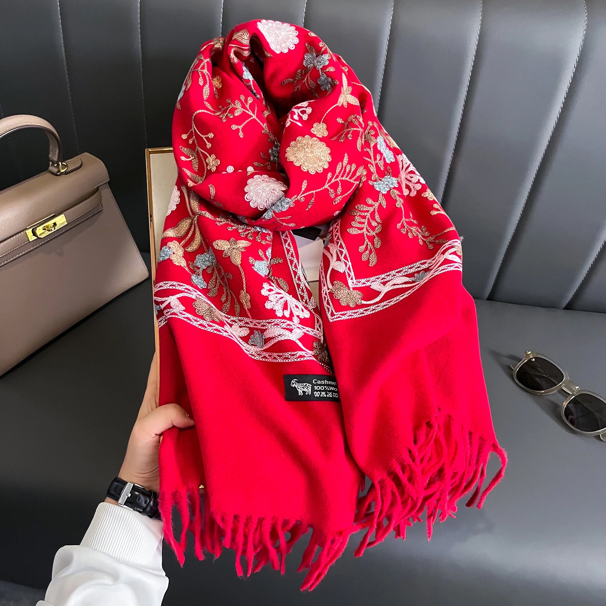 New Winter Warm Cashmere Scarf for Women Embroidery Pashmina Blanket Thick Shawl Wrap Neckerchief Fashion Bufanda Echarpe Poncho