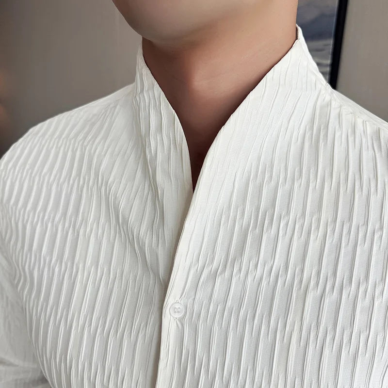 New Men's Social Shirt British Style Casual Business Formal Long Sleeved Shirt Luxurious and Slim Fit Dress Tops Shirt 4XL-M