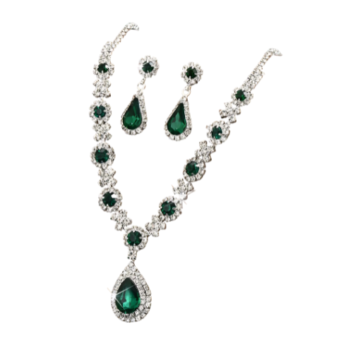 Exquisite Crystal Droplet Necklace & Earrings Set