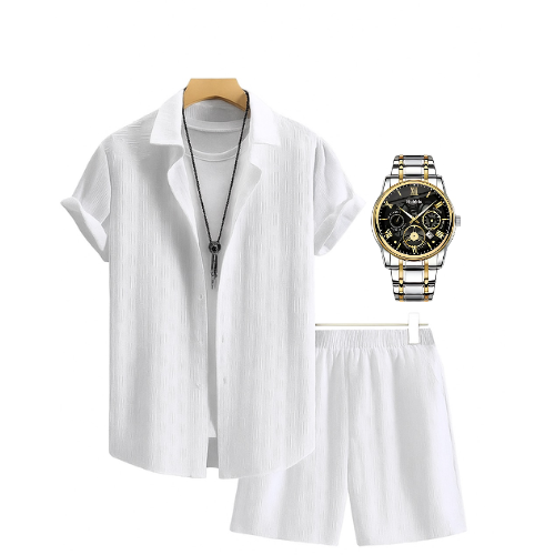 Men'S Casual Outfit Combo + Free Skeleton Watch