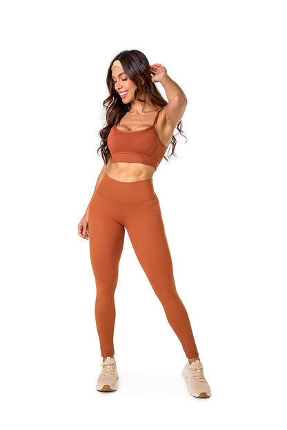 Basic Polyamide Leggings - Brown