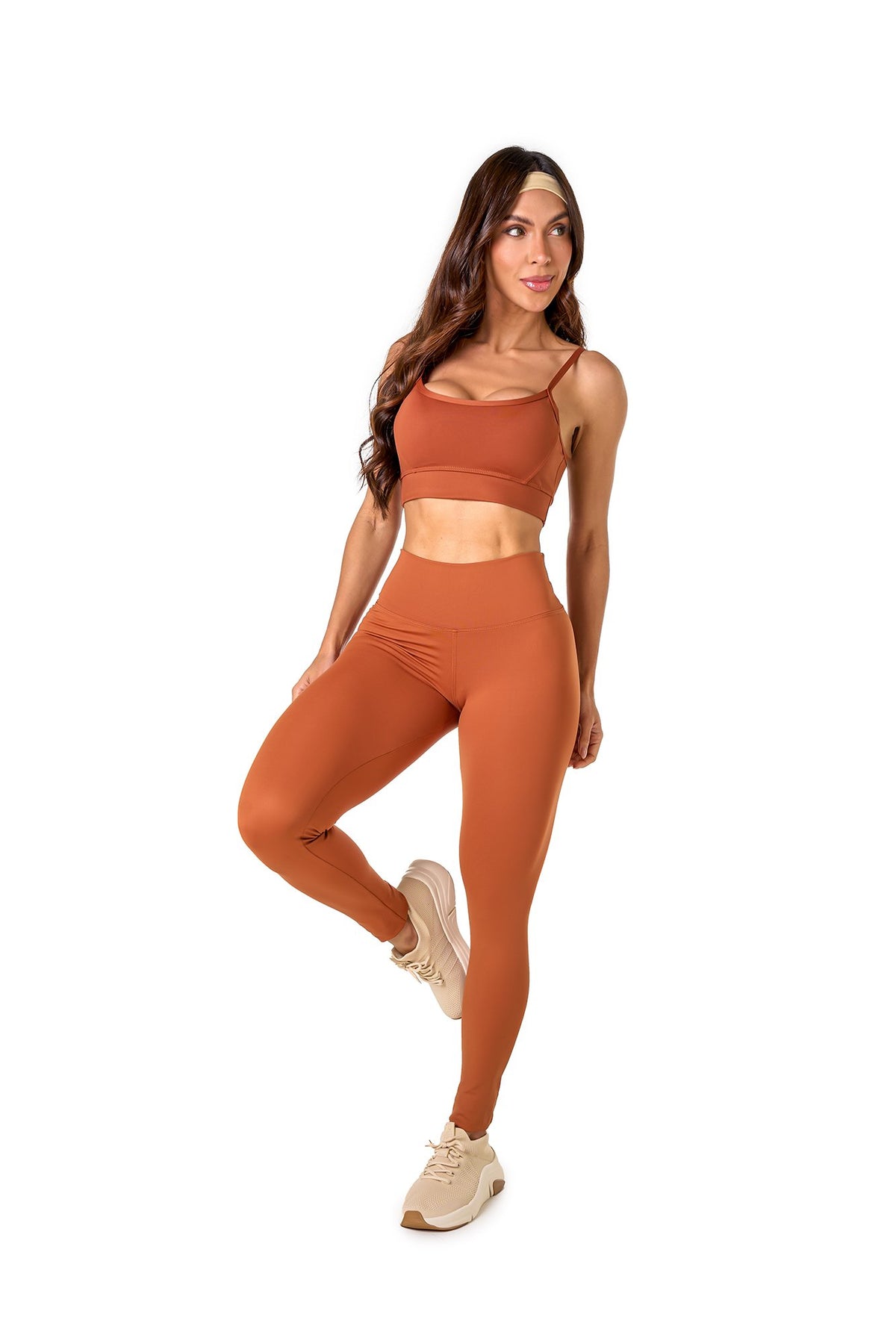 Basic Polyamide Sports Bra - Brown