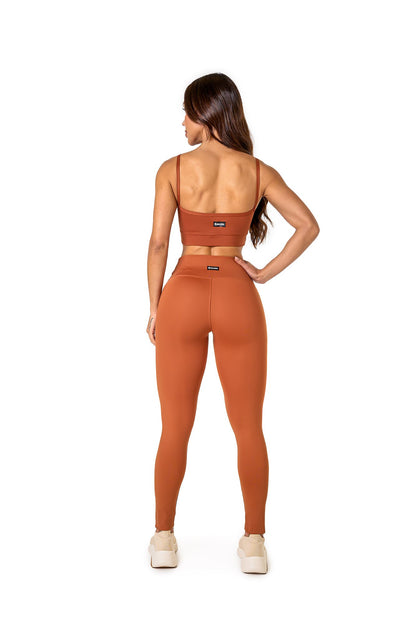 Basic Polyamide Leggings Set - Brown