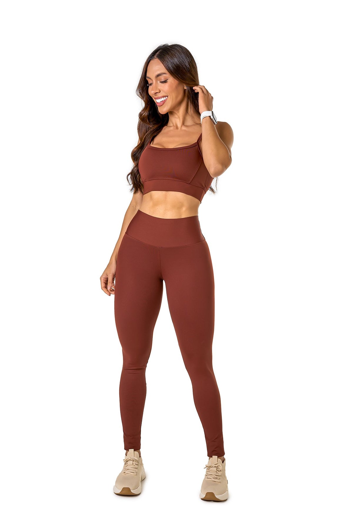 Basic Polyamide Sports Bra - Dark Brown