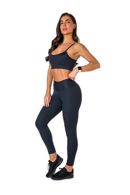 Basic Polyamide Leggings Set - Black