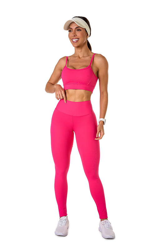 Basic Polyamide Leggings Set - Pink
