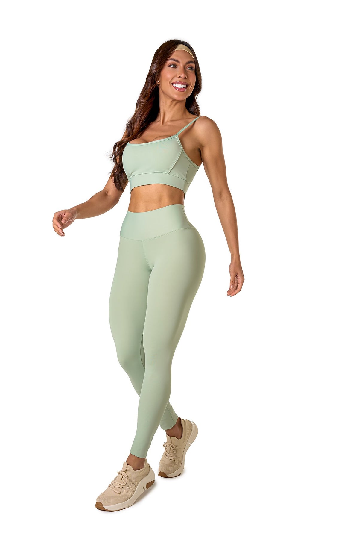 Basic Polyamide Leggings Set - Light Green