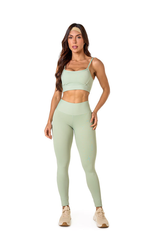 Basic Polyamide Leggings Set - Light Green