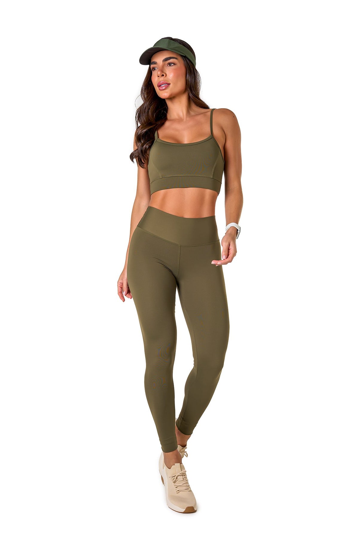 Basic Polyamide Leggings Set - Green