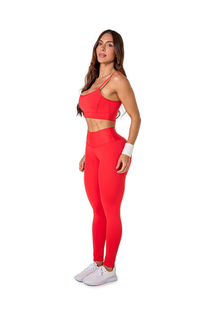 Basic Polyamide Leggings Set - Red