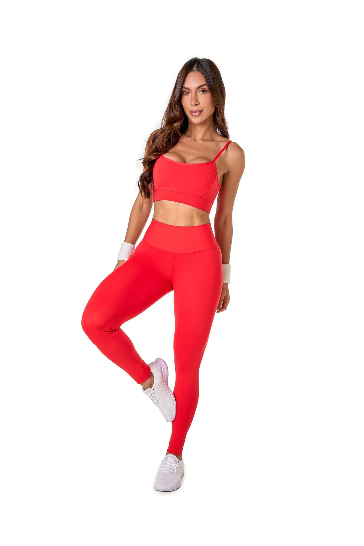 Basic Polyamide Leggings Set - Red