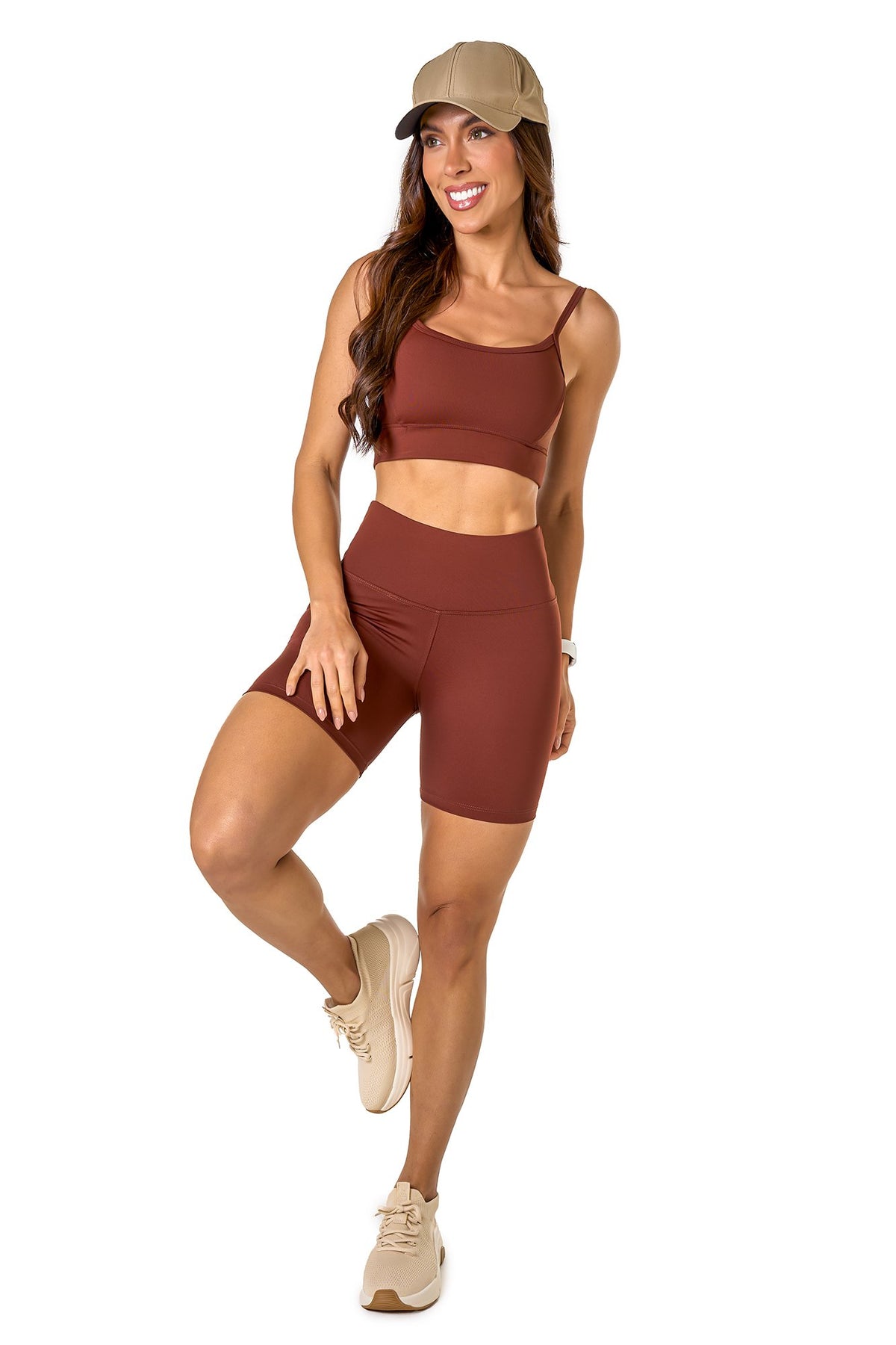 Basic Polyamide Sports Bra - Dark Brown