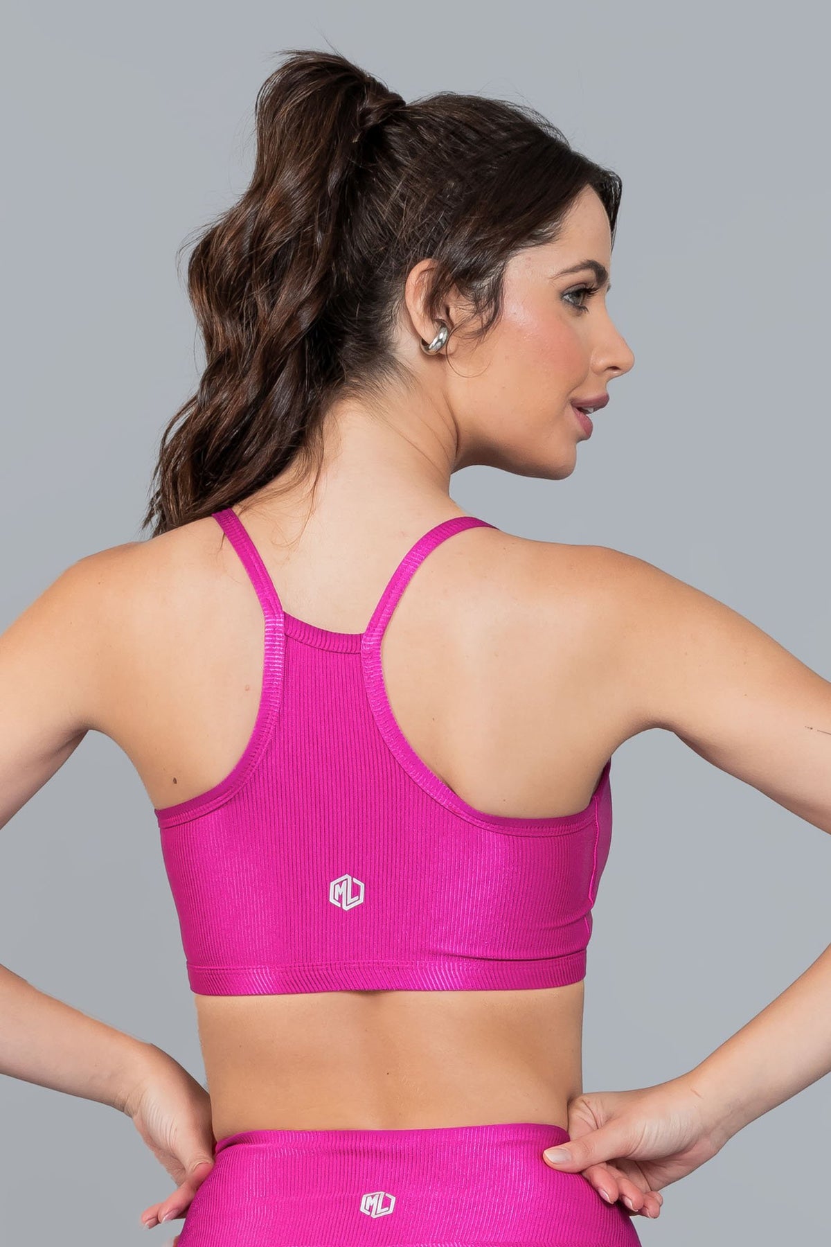 Metallic Sports Bra - Pink