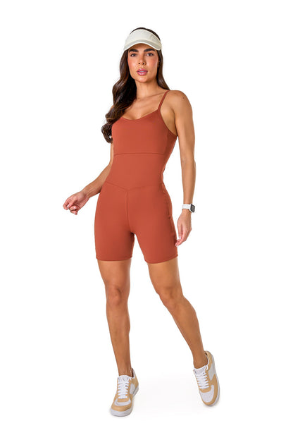 Polyamide Short Unitard - Brown