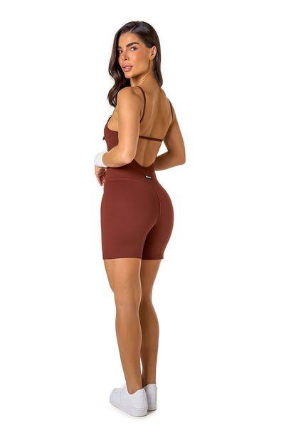 Polyamide Short Unitard - Dark Brown