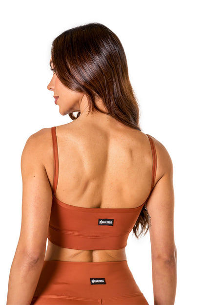 Basic Polyamide Sports Bra - Brown