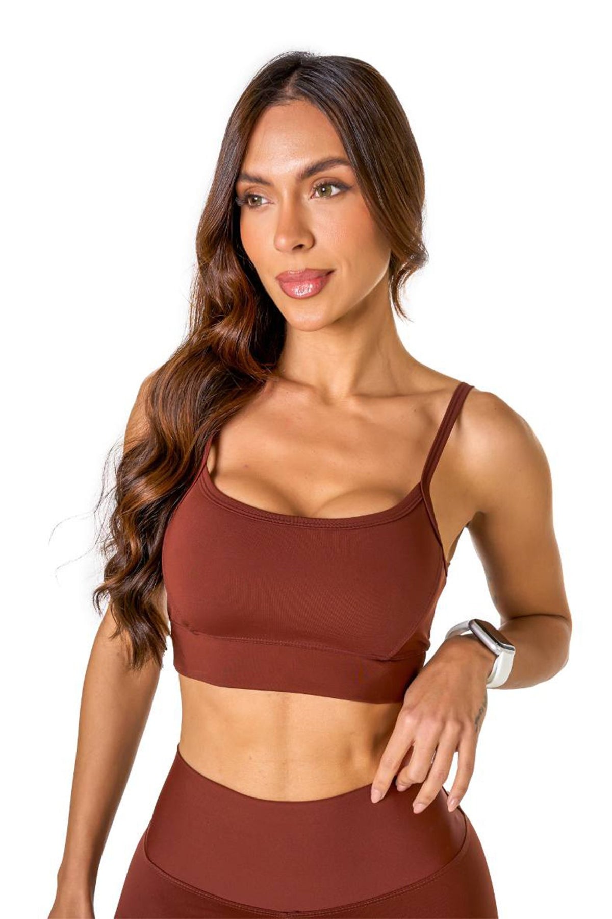 Basic Polyamide Sports Bra - Dark Brown